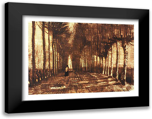 Figure on a Road, 1884 28x22 Black Modern Wood Framed Art Print Poster by Van Gogh, Vincent