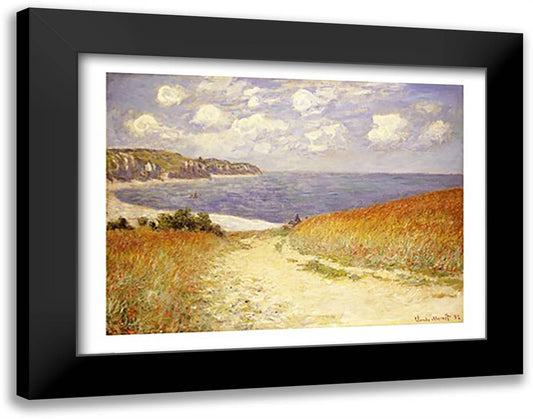 Path in the Wheat at Pourville, 1882 28x22 Black Modern Wood Framed Art Print Poster by Monet, Claude