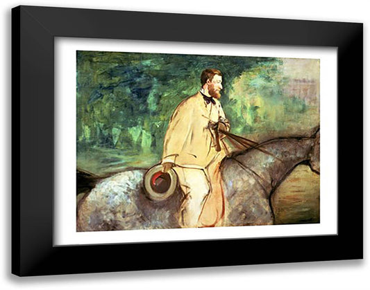 Portrait of Gillaudin on a horse 28x22 Black Modern Wood Framed Art Print Poster by Manet, Edouard