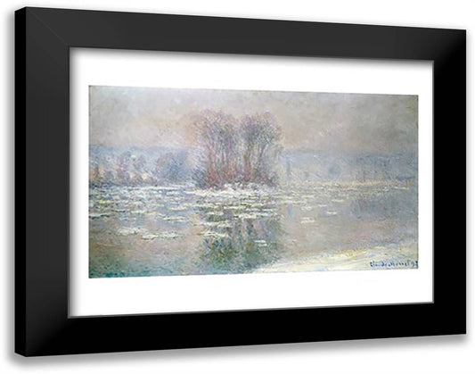 Ice at Bennecourt, 1898 28x22 Black Modern Wood Framed Art Print Poster by Monet, Claude