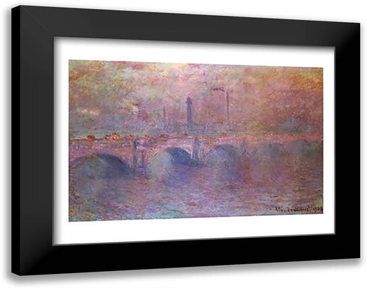 The Thames at Waterloo Bridge, 1903 28x22 Black Modern Wood Framed Art Print Poster by Monet, Claude