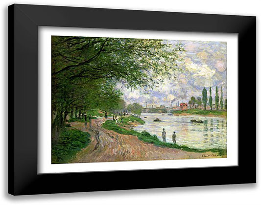 The Island of La Grande Jatte 28x22 Black Modern Wood Framed Art Print Poster by Monet, Claude