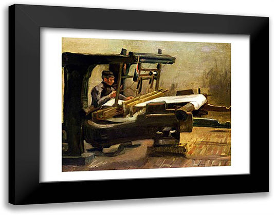 Weaver at the Loom, Facing Right, 1884 28x22 Black Modern Wood Framed Art Print Poster by Van Gogh, Vincent