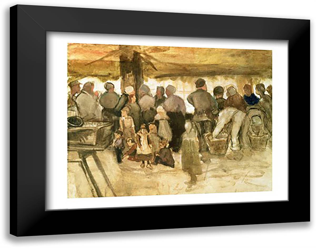 The Potato Market, 1882 28x22 Black Modern Wood Framed Art Print Poster by Van Gogh, Vincent