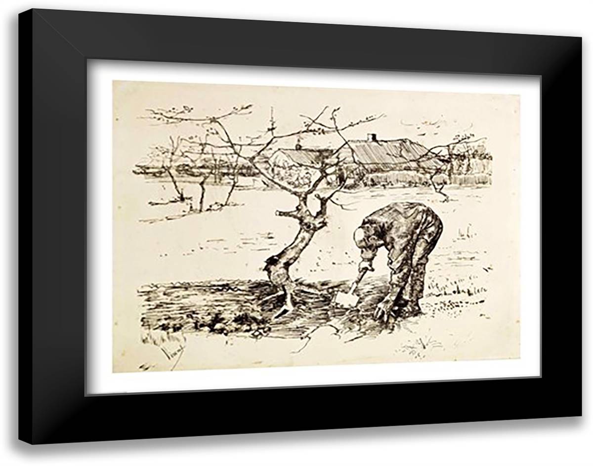 In the Orchard 28x22 Black Modern Wood Framed Art Print Poster by Van Gogh, Vincent