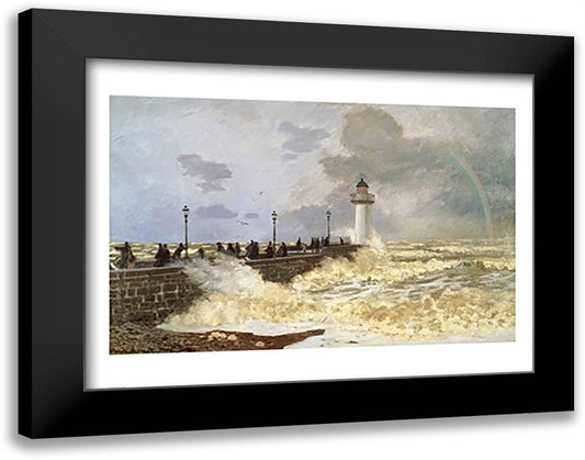 The Quay at Le Havre, 1868 28x22 Black Modern Wood Framed Art Print Poster by Monet, Claude
