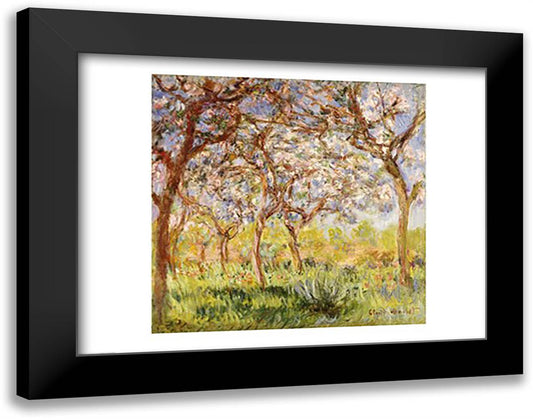 Spring at Giverny 28x22 Black Modern Wood Framed Art Print Poster by Monet, Claude