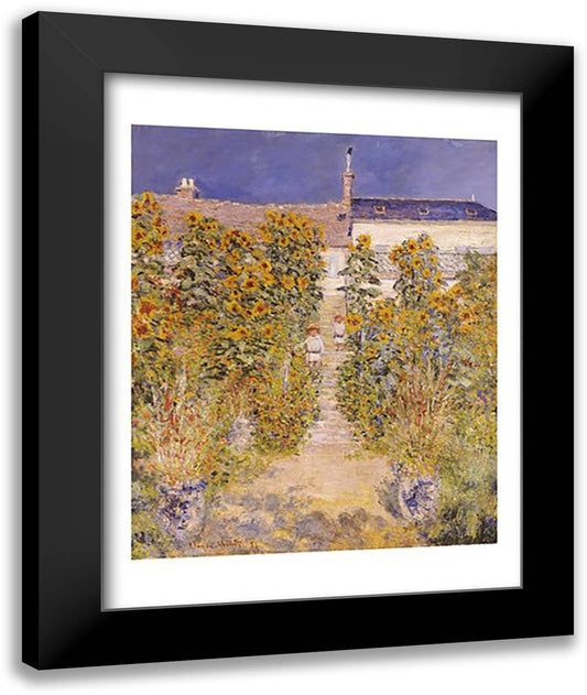 The Artist's Garden at Vetheuil 22x28 Black Modern Wood Framed Art Print Poster by Monet, Claude