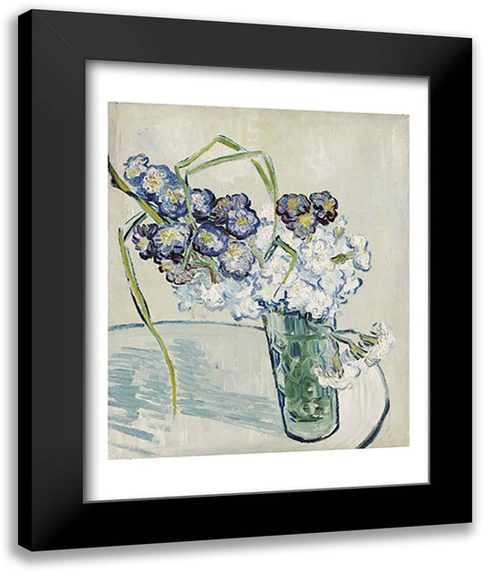 Still Life, Vase of Carnations, June 1890 22x28 Black Modern Wood Framed Art Print Poster by Van Gogh, Vincent