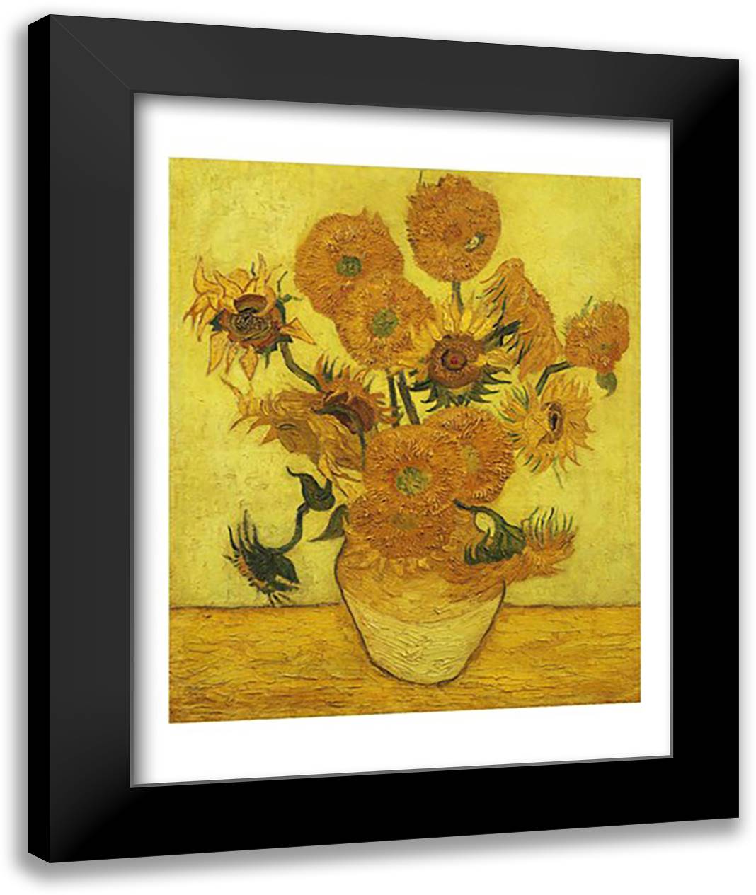 Sunflowers, 1889 22x28 Black Modern Wood Framed Art Print Poster by Van Gogh, Vincent