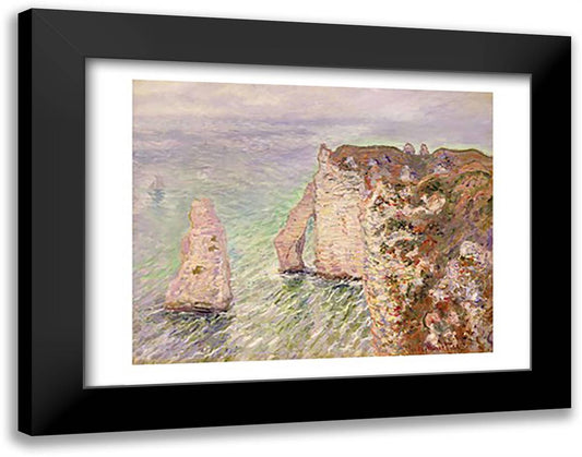 L'Aiguille and the Porte d'Aval, Etretat, 1886 28x22 Black Modern Wood Framed Art Print Poster by Monet, Claude