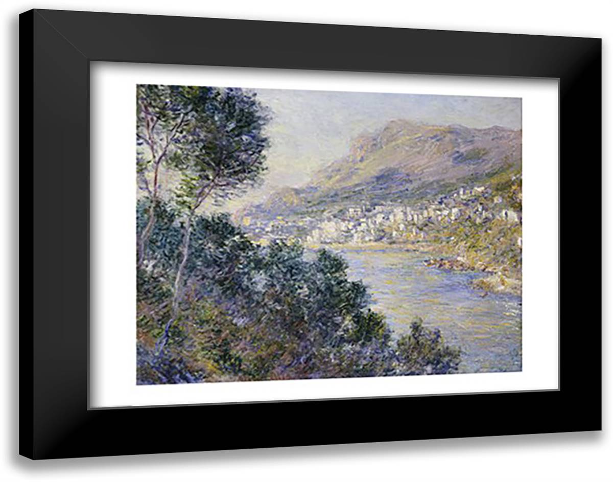 Monte Carlo, Vue de Cap Martin, 1884 28x22 Black Modern Wood Framed Art Print Poster by Monet, Claude