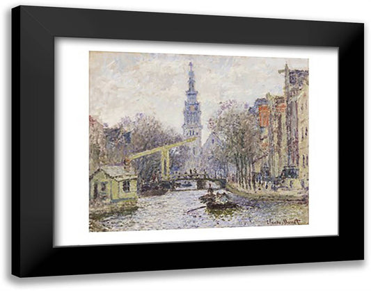 Canal a Amsterdam, 1874 28x22 Black Modern Wood Framed Art Print Poster by Monet, Claude