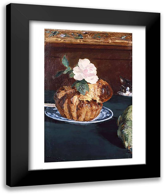 Still Life with Brioche, c.1880 22x28 Black Modern Wood Framed Art Print Poster by Manet, Edouard