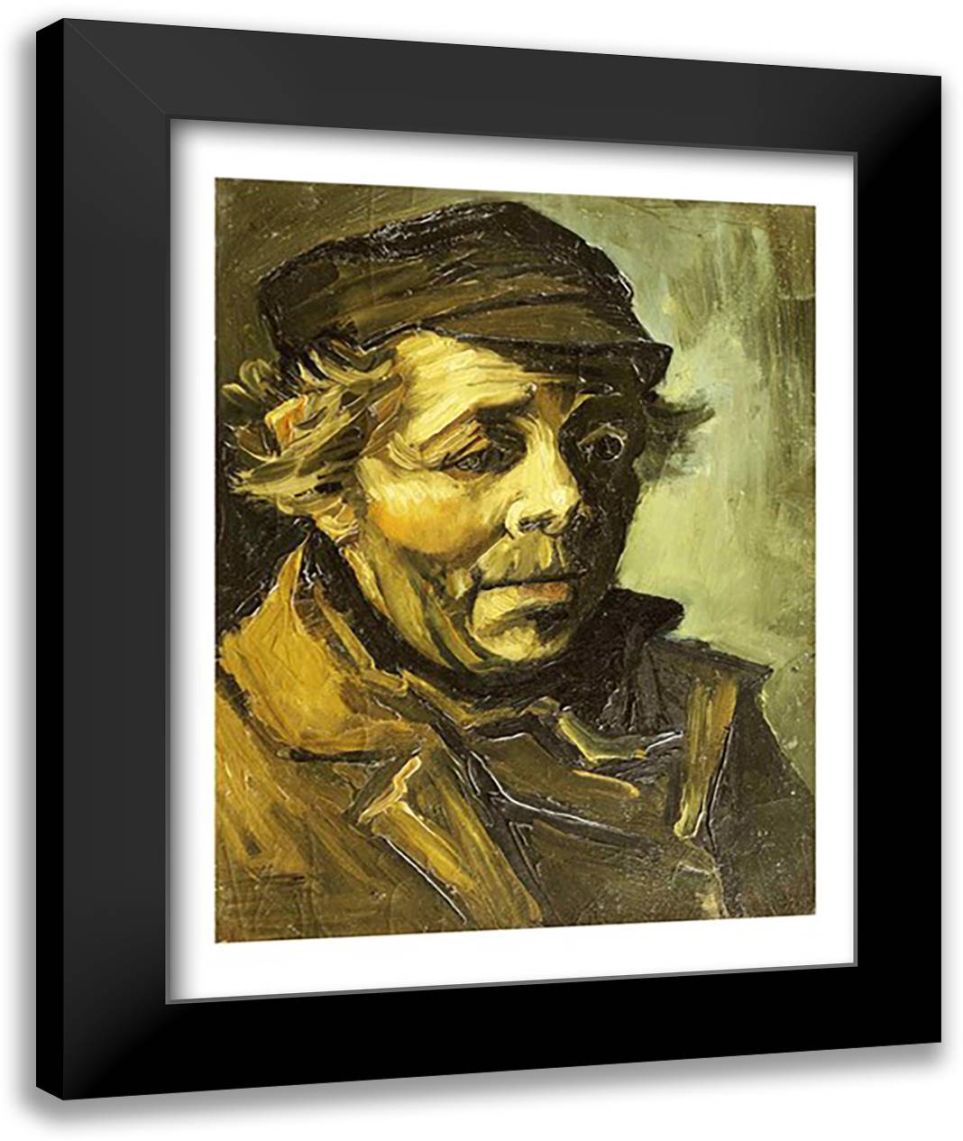 Head of a Peasant 22x28 Black Modern Wood Framed Art Print Poster by Van Gogh, Vincent