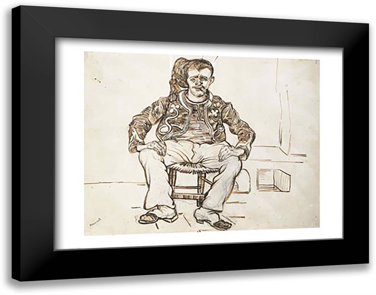 The Zouave, seated, 1888 28x22 Black Modern Wood Framed Art Print Poster by Van Gogh, Vincent