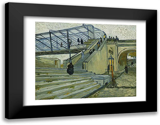 The Bridge at Trinquetaille 28x22 Black Modern Wood Framed Art Print Poster by Van Gogh, Vincent