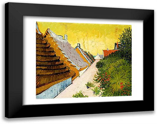 Farmhouses at Saintes-Maries, June 1888 28x22 Black Modern Wood Framed Art Print Poster by Van Gogh, Vincent