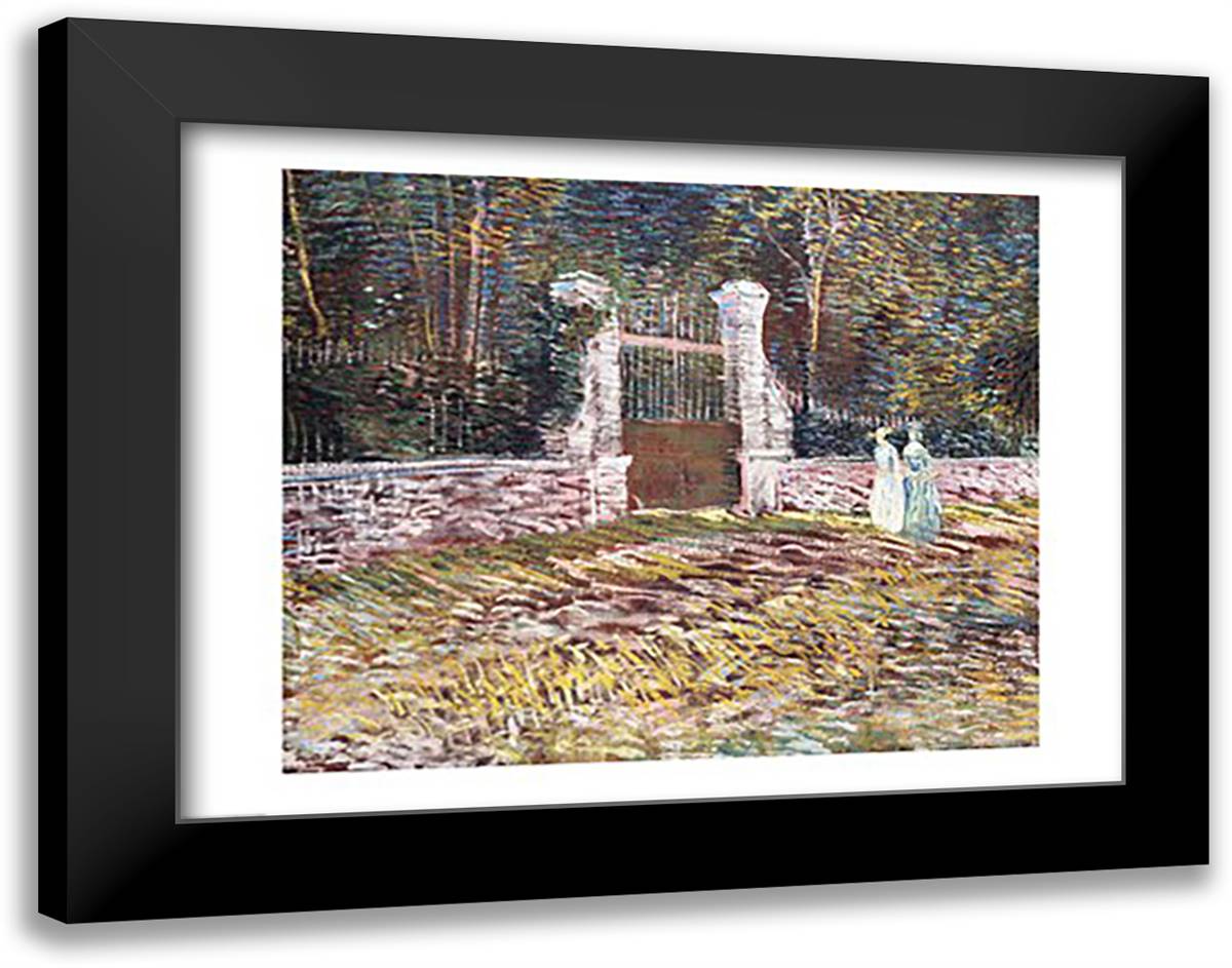 Entrance to the Voyer-d'Argenson Park at Asnieres 28x22 Black Modern Wood Framed Art Print Poster by Van Gogh, Vincent