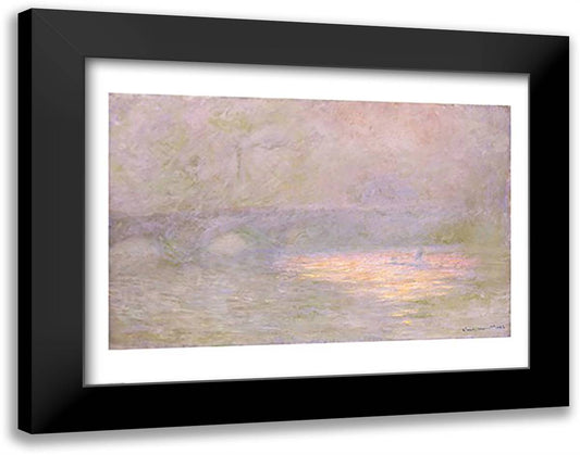Waterloo Bridge 28x22 Black Modern Wood Framed Art Print Poster by Monet, Claude