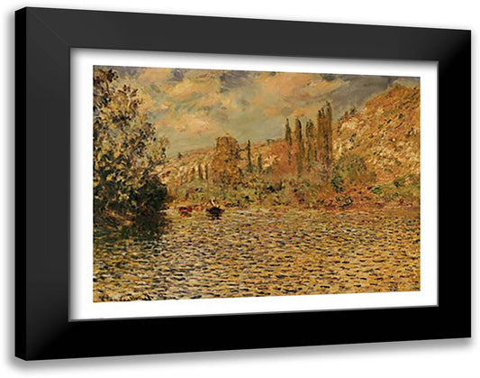 The Seine at Vetheuil 28x22 Black Modern Wood Framed Art Print Poster by Monet, Claude