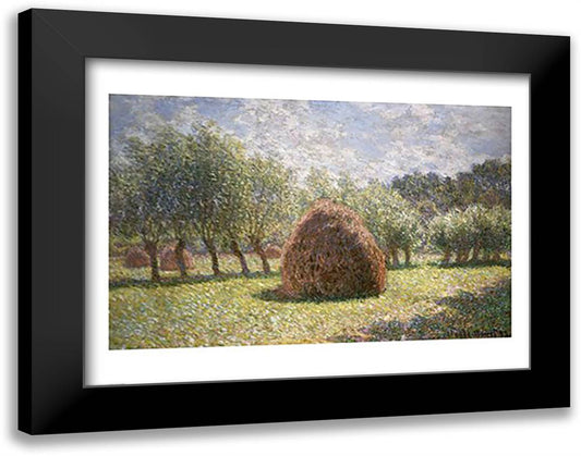 Haystacks at Giverny, 1893 28x22 Black Modern Wood Framed Art Print Poster by Monet, Claude