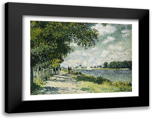The Seine at Argenteuil, 1875 28x22 Black Modern Wood Framed Art Print Poster by Monet, Claude