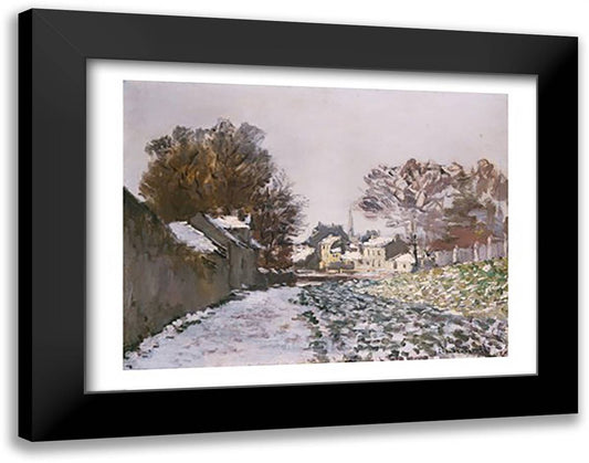 Snow at Argenteuil, c.1874 28x22 Black Modern Wood Framed Art Print Poster by Monet, Claude