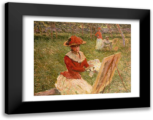 Blanche Hoschede Painting, 1892 28x22 Black Modern Wood Framed Art Print Poster by Monet, Claude