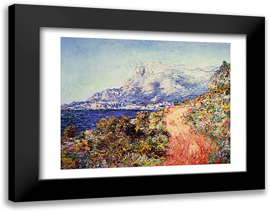 The Red Road near Menton, 1884 28x22 Black Modern Wood Framed Art Print Poster by Monet, Claude