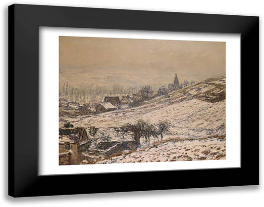 Winter in Giverny, 1885 28x22 Black Modern Wood Framed Art Print Poster by Monet, Claude