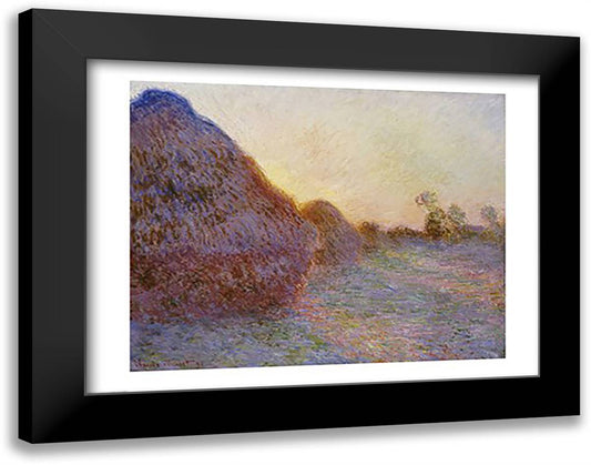 Haystacks 28x22 Black Modern Wood Framed Art Print Poster by Monet, Claude