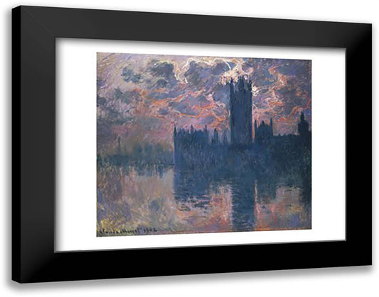Houses of Parliament, Sunset, 1902 28x22 Black Modern Wood Framed Art Print Poster by Monet, Claude