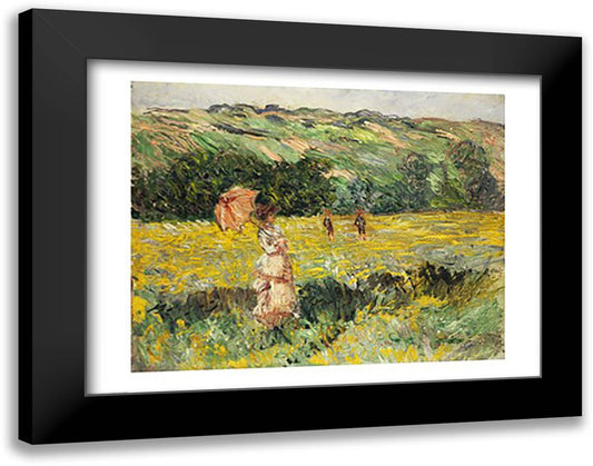 Limetz Meadow, 1887 28x22 Black Modern Wood Framed Art Print Poster by Monet, Claude
