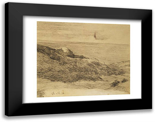 By the Sea, 1886 28x22 Black Modern Wood Framed Art Print Poster by Monet, Claude