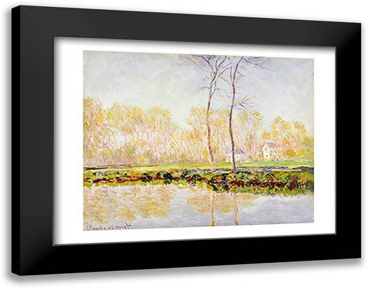 The Banks of the River Epte at Giverny, 1887 28x22 Black Modern Wood Framed Art Print Poster by Monet, Claude