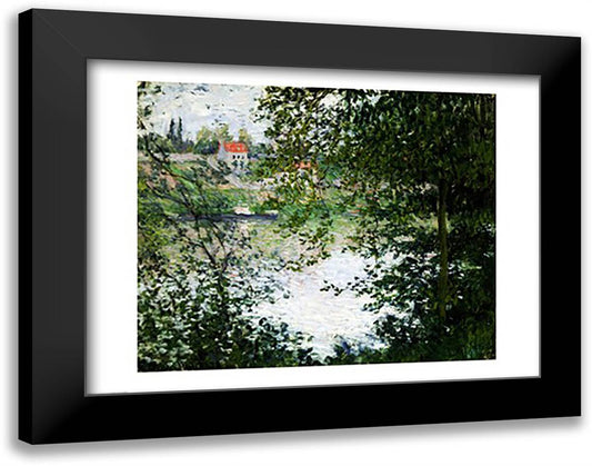 Ile de La Grande Jatte Through the Trees, 1878 28x22 Black Modern Wood Framed Art Print Poster by Monet, Claude