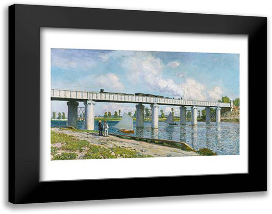 Railway Bridge at Argenteuil, 1873 28x22 Black Modern Wood Framed Art Print Poster by Monet, Claude