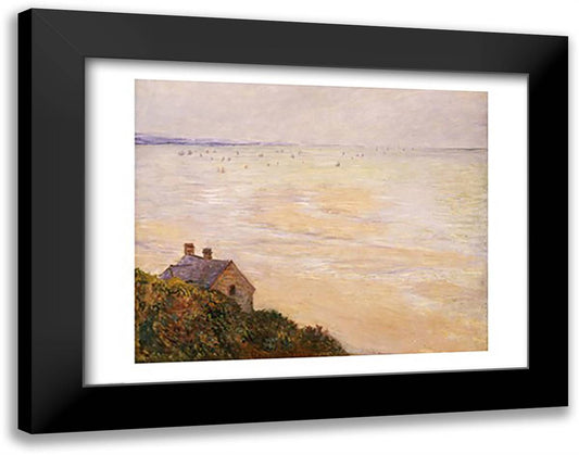 The Hut at Trouville, Low Tide, 1881 28x22 Black Modern Wood Framed Art Print Poster by Monet, Claude