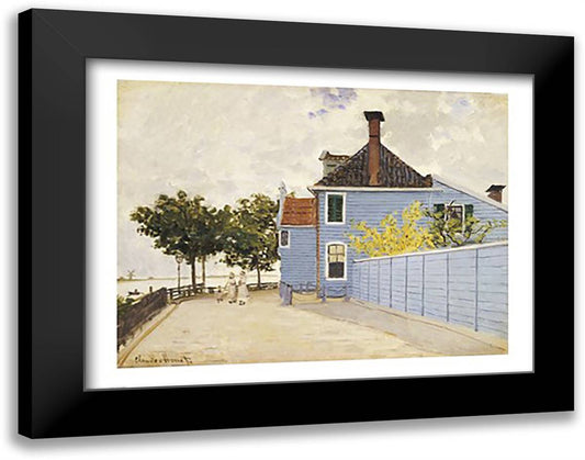 The Blue House, Zaandam 28x22 Black Modern Wood Framed Art Print Poster by Monet, Claude