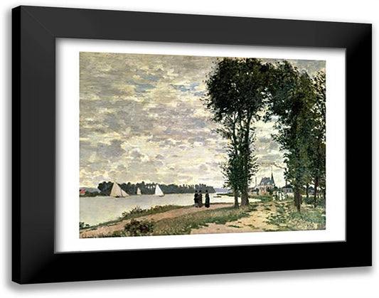 The Banks of the Seine at Argenteuil, 1872 28x22 Black Modern Wood Framed Art Print Poster by Monet, Claude