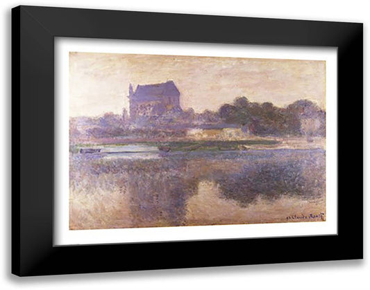 Vernon Church in Fog, 1893 28x22 Black Modern Wood Framed Art Print Poster by Monet, Claude