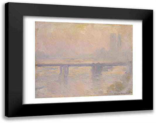 Charing Cross Bridge, 1899 28x22 Black Modern Wood Framed Art Print Poster by Monet, Claude