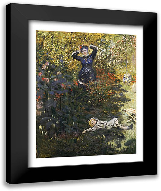 Camille and Jean in the Garden at Argenteuil 22x28 Black Modern Wood Framed Art Print Poster by Monet, Claude