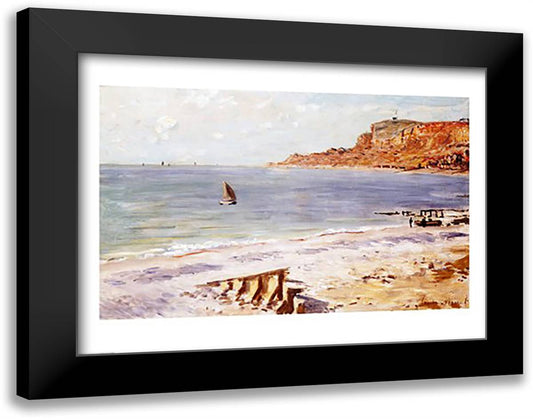Seascape at Sainte-Adresse 28x22 Black Modern Wood Framed Art Print Poster by Monet, Claude