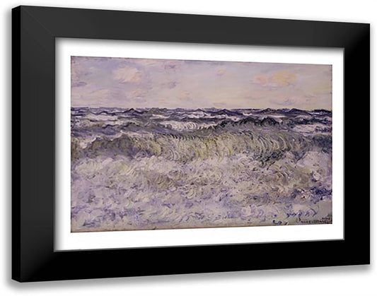 Seascape, 1881 28x22 Black Modern Wood Framed Art Print Poster by Monet, Claude