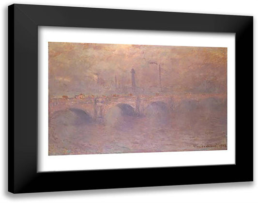The Thames at London, Waterloo Bridge, 1903 28x22 Black Modern Wood Framed Art Print Poster by Monet, Claude