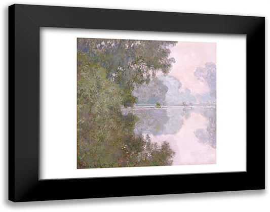 Morning on the Seine, near Giverny, 1896 28x22 Black Modern Wood Framed Art Print Poster by Monet, Claude