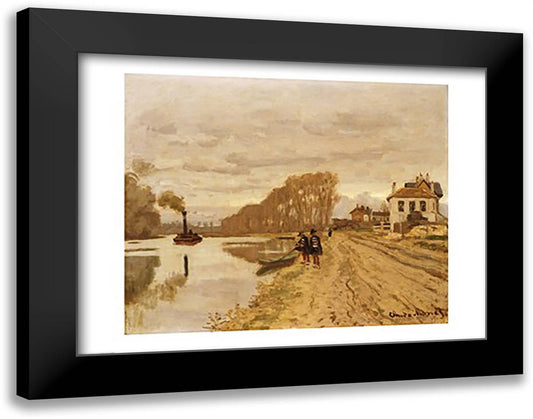 Infantrymen of the Flanant Guard on the Water 28x22 Black Modern Wood Framed Art Print Poster by Monet, Claude