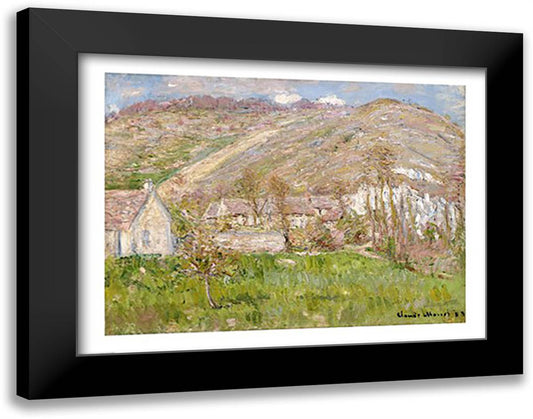 Hamlet on the Cliffs near Giverny, 1883 28x22 Black Modern Wood Framed Art Print Poster by Monet, Claude